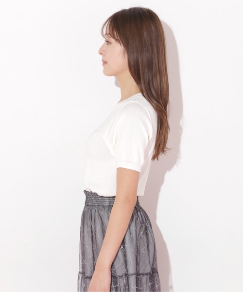 JILL by JILL STUART(ジルバイジルスチュアート)の「◇エンブロイダリーロゴ五分袖ニット(ニット/セーター・レディース・ラベンダー/ホワイト系その他/ホワイト/グレー・FREE)」の19枚目の写真