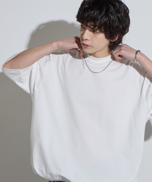 SLICK(スリック)の「【SLICK/スリック】Doble Yarn Drawstring T-Shirt / ダブルヤーンドローストリングTシャツ /オーバーサイズ シルエット / ヘビーウェイト(Tシャツ/カットソー・メンズ・ネイビー/ブラック/ホワイト/アッシュブラウン/グレイッシュブルー・3/2/1)」の2枚目の写真