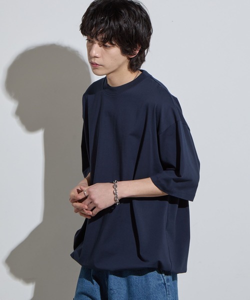 SLICK(スリック)の「【SLICK/スリック】Doble Yarn Drawstring T-Shirt / ダブルヤーンドローストリングTシャツ /オーバーサイズ シルエット / ヘビーウェイト(Tシャツ/カットソー・メンズ・ネイビー/ブラック/ホワイト/アッシュブラウン/グレイッシュブルー・3/2/1)」の21枚目の写真