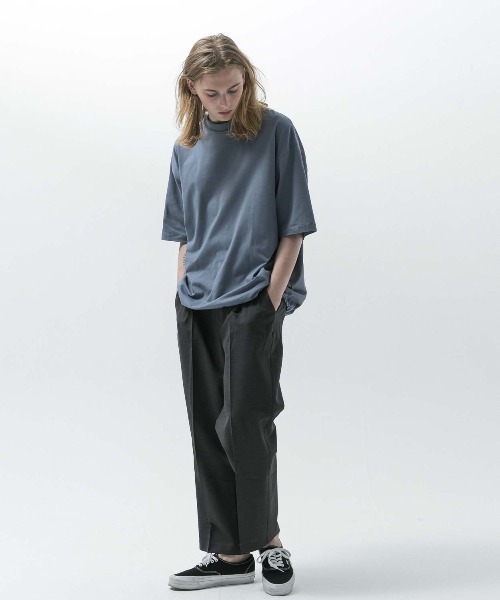 SLICK(スリック)の「【SLICK/スリック】Doble Yarn Drawstring T-Shirt / ダブルヤーンドローストリングTシャツ /オーバーサイズ シルエット / ヘビーウェイト(Tシャツ/カットソー・メンズ・ネイビー/ブラック/ホワイト/アッシュブラウン/グレイッシュブルー・3/2/1)」の10枚目の写真