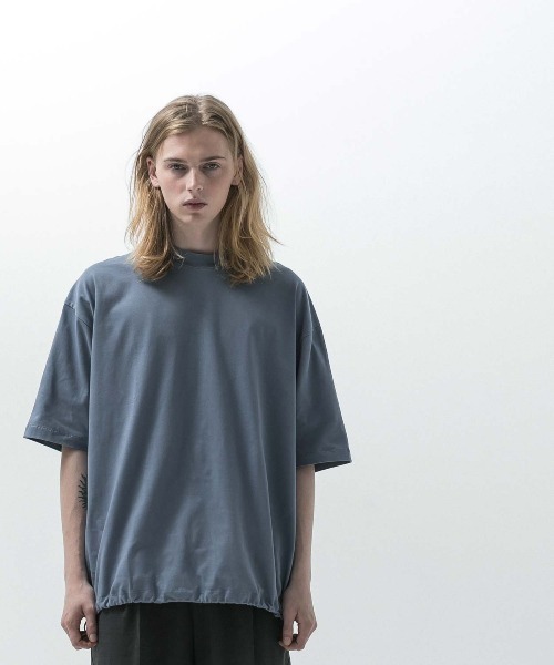 SLICK(スリック)の「【SLICK/スリック】Doble Yarn Drawstring T-Shirt / ダブルヤーンドローストリングTシャツ /オーバーサイズ シルエット / ヘビーウェイト(Tシャツ/カットソー・メンズ・ネイビー/ブラック/ホワイト/アッシュブラウン/グレイッシュブルー・3/2/1)」の8枚目の写真