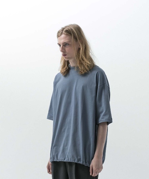 SLICK(スリック)の「【SLICK/スリック】Doble Yarn Drawstring T-Shirt / ダブルヤーンドローストリングTシャツ /オーバーサイズ シルエット / ヘビーウェイト(Tシャツ/カットソー・メンズ・ネイビー/ブラック/ホワイト/アッシュブラウン/グレイッシュブルー・3/2/1)」の7枚目の写真
