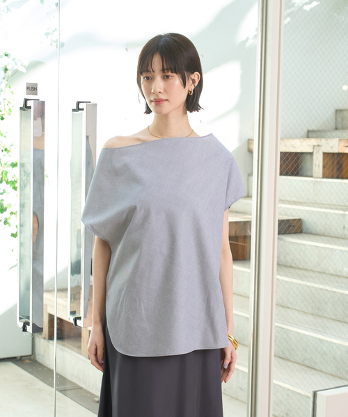 Rouge vif（ルージュヴィフ）の「ドレープカラーブラウス（シャツ/ブラウス・レディース・アイボリー/グレー/ブルー・フリー）」の21枚目の写真