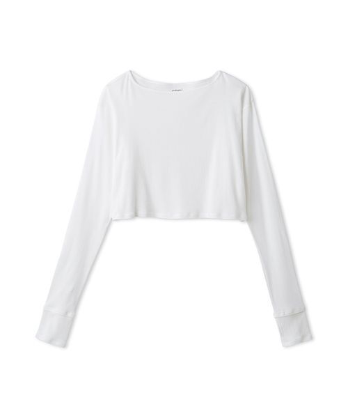 emmi(エミ)の「2way クロップド丈トップス(Tシャツ/カットソー・レディース・ホワイト/ライトブルー/ブラック・FREE)」の1枚目の写真