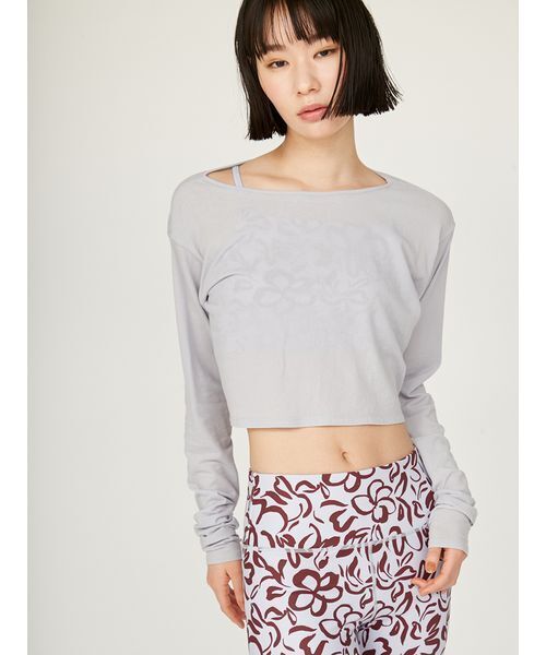 emmi(エミ)の「2way クロップド丈トップス(Tシャツ/カットソー・レディース・ホワイト/ライトブルー/ブラック・FREE)」の4枚目の写真