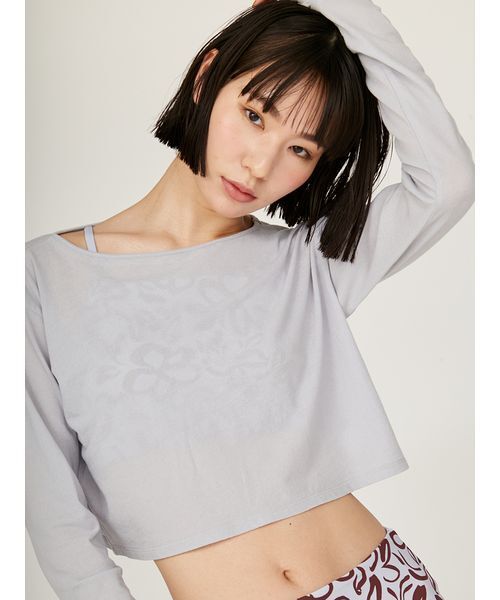 emmi(エミ)の「2way クロップド丈トップス(Tシャツ/カットソー・レディース・ホワイト/ライトブルー/ブラック・FREE)」の7枚目の写真