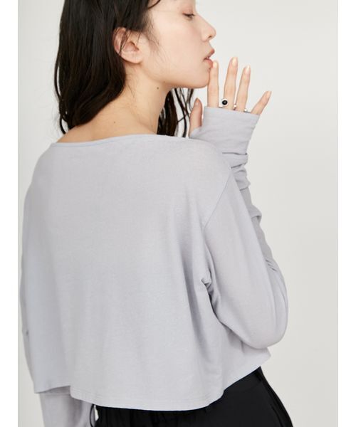 emmi(エミ)の「2way クロップド丈トップス(Tシャツ/カットソー・レディース・ホワイト/ライトブルー/ブラック・FREE)」の17枚目の写真
