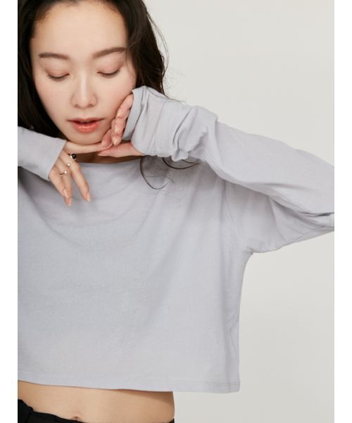 emmi(エミ)の「2way クロップド丈トップス(Tシャツ/カットソー・レディース・ホワイト/ライトブルー/ブラック・FREE)」の18枚目の写真