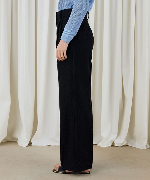 DES PRES（デ・プレ）の「ウェットリネン タックワイドパンツ（スラックス・レディース・ブラック/ライトグレー・32/34/36）」の5枚目の写真