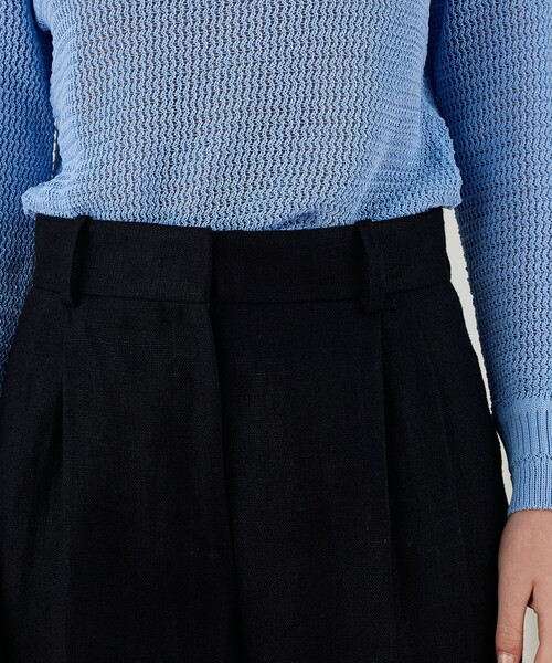 DES PRES（デ・プレ）の「ウェットリネン タックワイドパンツ（スラックス・レディース・ブラック/ライトグレー・32/34/36）」の7枚目の写真