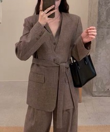 DECADE CLASSIC（ディケイド クラシック）の「【DECADE CLASSIC】ノーカラーベルト付きジャケット（ノーカラージャケット）」