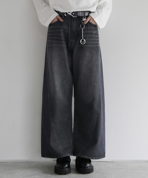 SOLNI ワイドシルエットデニムパンツ 裾ダメージワイドシルエットデニムパンツ NZK5051 【MASONPRINCE