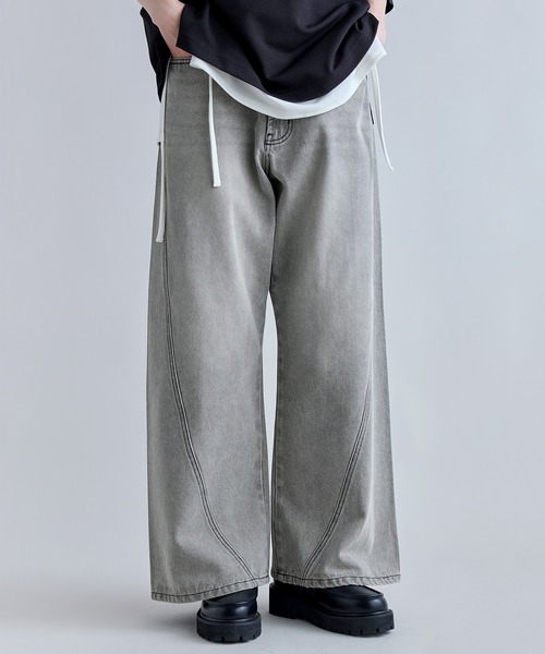 PEOPLESTYLE デニムパンツ カーブパンツ 無地 ワイド 男女兼用 楽天市場】【24H限定！5点60％OFF！2点半額！】 【2990円