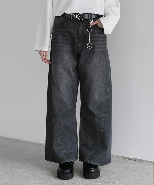 regleam カーブワイドデニム ブラック Wrangler 