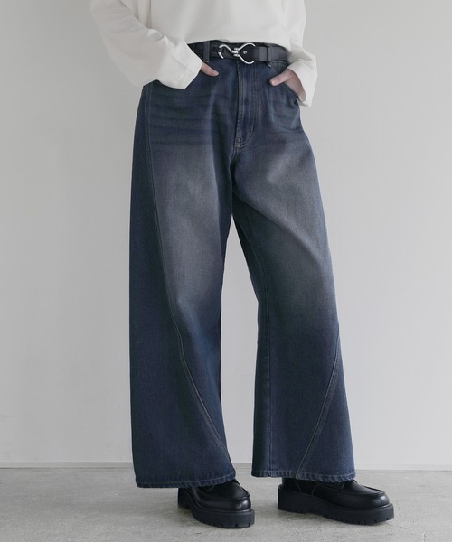 【ラップデニム ジーンズ】アーガ　ワイドシルエットパンツ　デニムパンツ GeeRA ジーンズ デニム デニムパンツ ワイドストレートロール