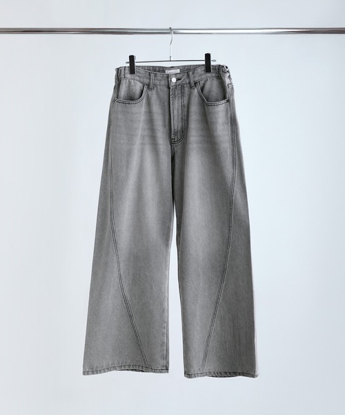 SOCCE（ソーシー）の「ワイドシルエットシームカーブデニム（デニムパンツ・メンズ・ブルー/ライトグレー/ダークグレー・S/M/L/XL）」の4枚目の写真