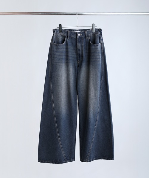SOCCE（ソーシー）の「ワイドシルエットシームカーブデニム（デニムパンツ・メンズ・ブルー/ライトグレー/ダークグレー・S/M/L/XL）」の6枚目の写真