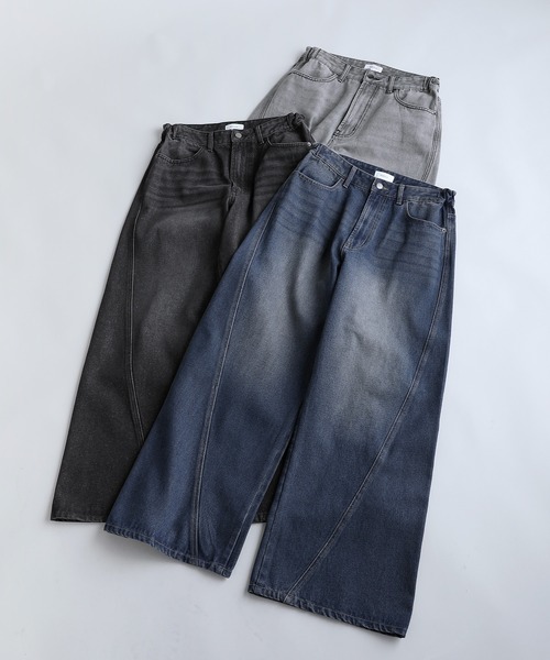SOCCE（ソーシー）の「ワイドシルエットシームカーブデニム（デニムパンツ・メンズ・ブルー/ライトグレー/ダークグレー・S/M/L/XL）」の7枚目の写真
