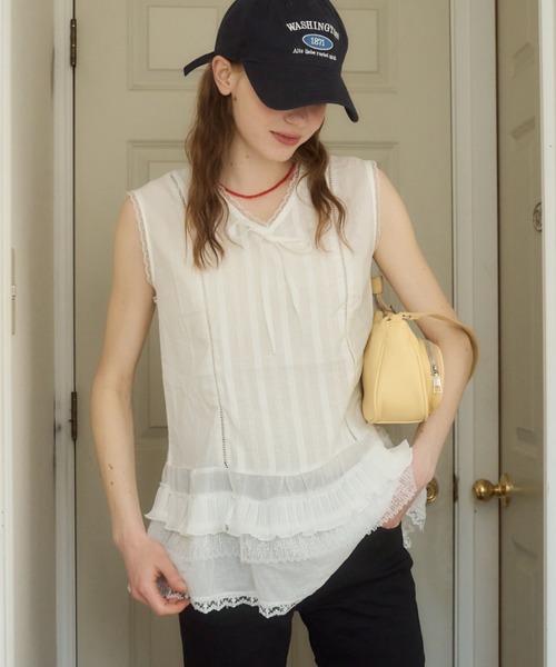 Birthday room(バースデイルーム)の「ノースリコットンチュニック/Sleeveless cotton tunic(チュニック・レディース・ホワイト・FREE)」の13枚目の写真