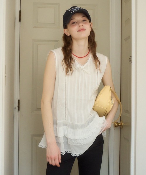 Birthday room(バースデイルーム)の「ノースリコットンチュニック/Sleeveless cotton tunic(チュニック・レディース・ホワイト・FREE)」の14枚目の写真