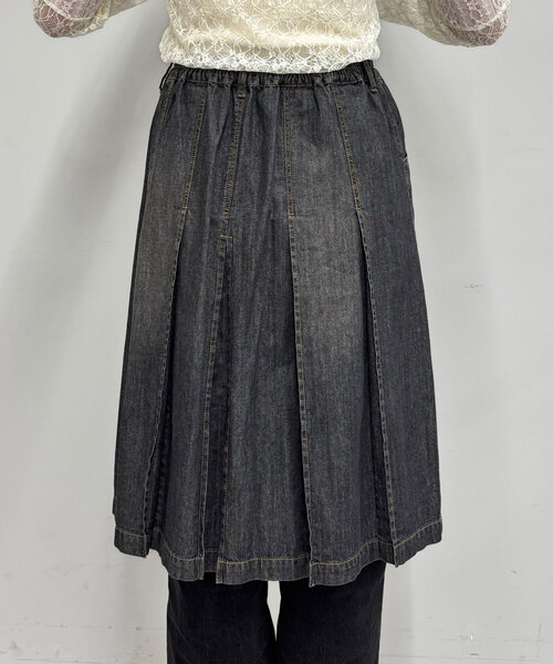 CIAOPANIC（チャオパニック）の「ライトデニムプリーツミドルスカート（デニムスカート・レディース・ブルー/ブラック・ONE SIZE）」の15枚目の写真