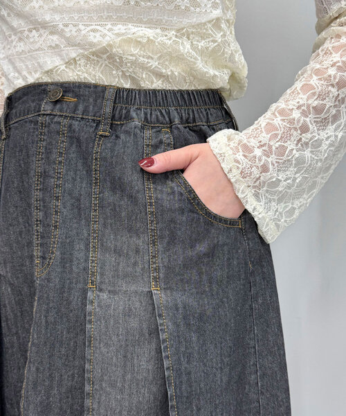 CIAOPANIC（チャオパニック）の「ライトデニムプリーツミドルスカート（デニムスカート・レディース・ブルー/ブラック・ONE SIZE）」の16枚目の写真