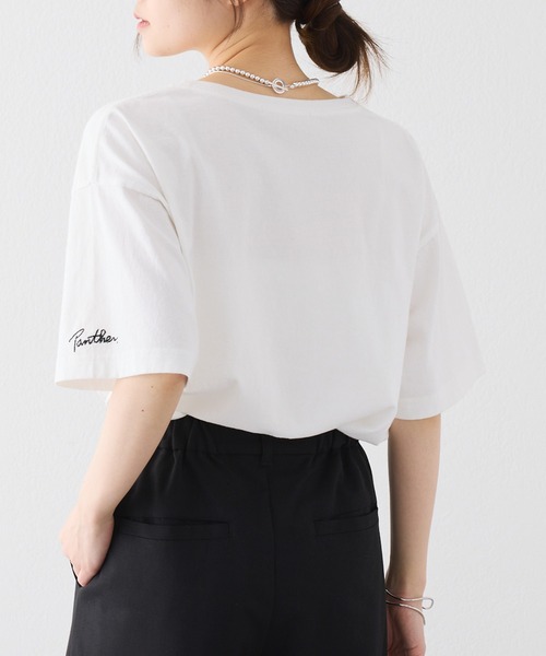 PUAL CE CIN（ピュアルセシン）の「アニマルプリントパンサーTシャツ（Tシャツ/カットソー・レディース・オフホワイト/チャコールグレー・FREE）」の13枚目の写真
