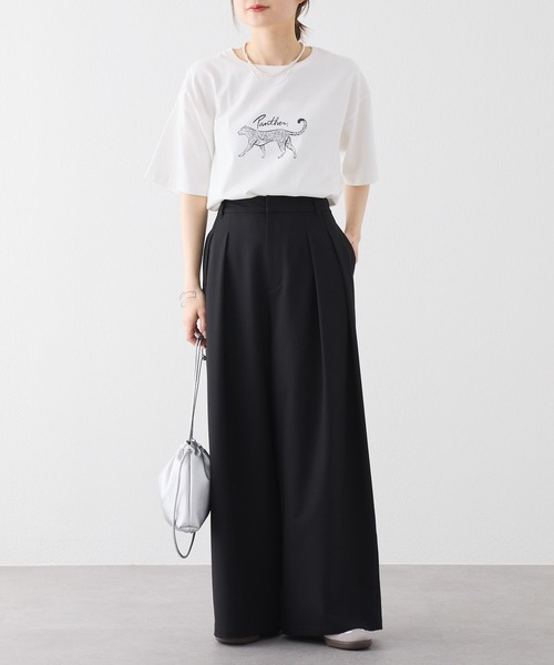 PUAL CE CIN（ピュアルセシン）の「アニマルプリントパンサーTシャツ（Tシャツ/カットソー・レディース・オフホワイト/チャコールグレー・FREE）」の14枚目の写真