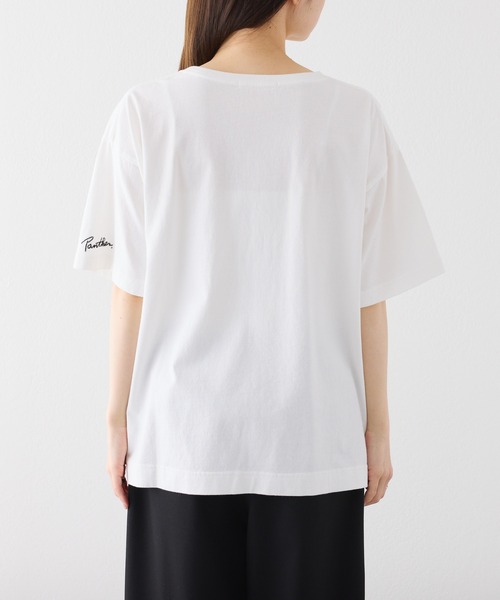 PUAL CE CIN（ピュアルセシン）の「アニマルプリントパンサーTシャツ（Tシャツ/カットソー・レディース・オフホワイト/チャコールグレー・FREE）」の6枚目の写真