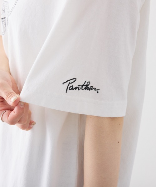 PUAL CE CIN（ピュアルセシン）の「アニマルプリントパンサーTシャツ（Tシャツ/カットソー・レディース・オフホワイト/チャコールグレー・FREE）」の9枚目の写真