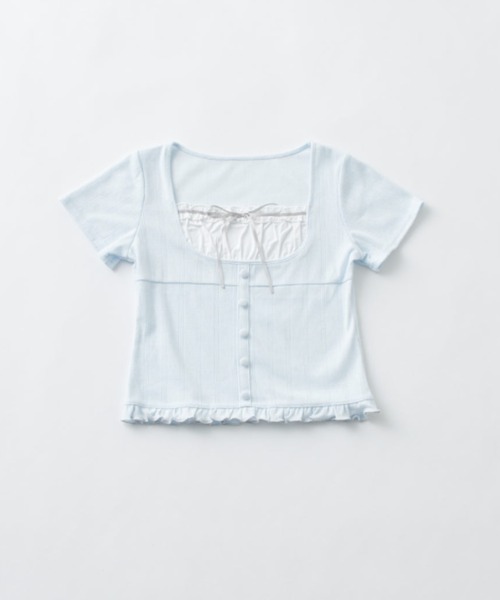 OLIVE des OLIVE（オリーブデオリーブ）の「ドッキングカットソー（Tシャツ/カットソー・レディース・サックスブルー/ブラック/トップグレー・FREE）」の7枚目の写真