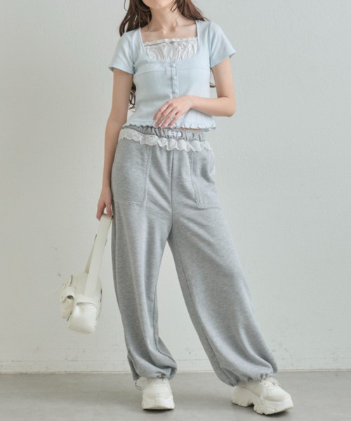 OLIVE des OLIVE（オリーブデオリーブ）の「ドッキングカットソー（Tシャツ/カットソー・レディース・サックスブルー/ブラック/トップグレー・FREE）」の6枚目の写真