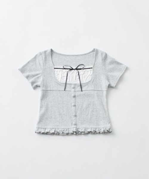 OLIVE des OLIVE（オリーブデオリーブ）の「ドッキングカットソー（Tシャツ/カットソー・レディース・サックスブルー/ブラック/トップグレー・FREE）」の9枚目の写真