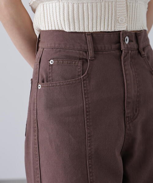 セール】◇【3サイズ展開XS-M】ワイドストレートカラーパンツ【低身長