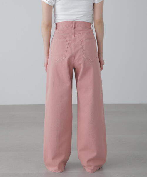 セール】◇【3サイズ展開XS-M】ワイドストレートカラーパンツ【低身長