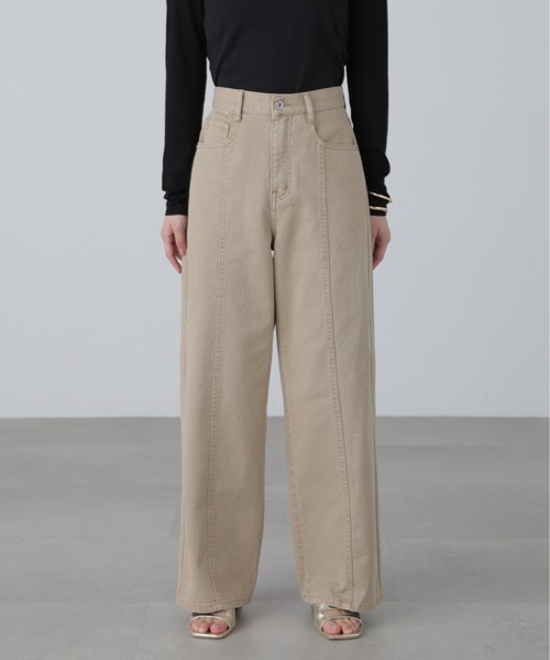 FREE'S MART（フリーズマート）の「◇【3サイズ展開XS-M】ワイドストレートカラーパンツ【低身長サイズ有】（デニムパンツ・レディース・ベージュ/ブラウン/ピンク/ブルー系その他3・MEDIUM/SMALL/X-SMALL）」の7枚目の写真