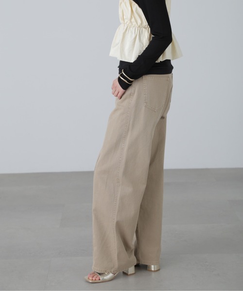 FREE'S MART（フリーズマート）の「◇【3サイズ展開XS-M】ワイドストレートカラーパンツ【低身長サイズ有】（デニムパンツ・レディース・ベージュ/ブラウン/ピンク/ブルー系その他3・MEDIUM/SMALL/X-SMALL）」の5枚目の写真