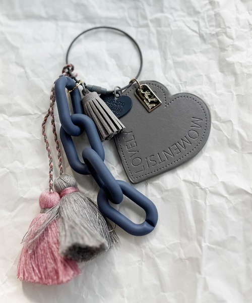 NOLITA LABORATORY（ノリータラボラトリー）の「【 NOLITA / ノリータ 】バッグチャーム タッセル レザー ハート カラフル チェーン キーホルダー キーリング（チャーム・レディース・ブラック/ベージュ/レッド/ピンク/グレー・FREE）」の2枚目の写真