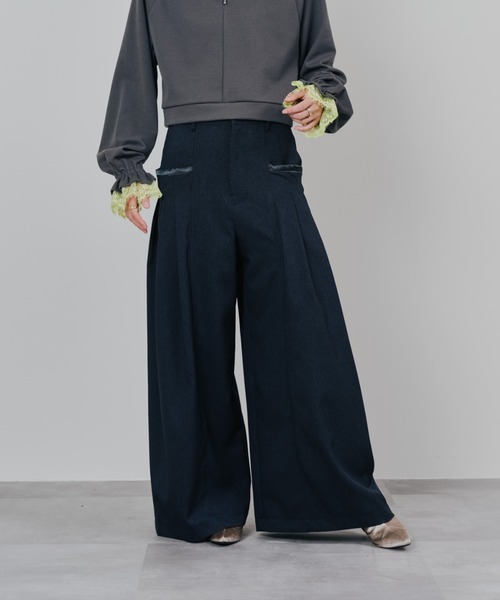 DOLLUPOOPS(ドールアップウップス)の「チェックボリュームタックパンツ(スラックス・レディース・ブラウン/チャコールグレー・38)」の1枚目の写真