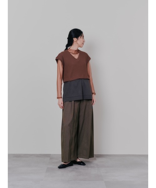 DOLLUPOOPS(ドールアップウップス)の「チェックボリュームタックパンツ(スラックス・レディース・ブラウン/チャコールグレー・38)」の6枚目の写真