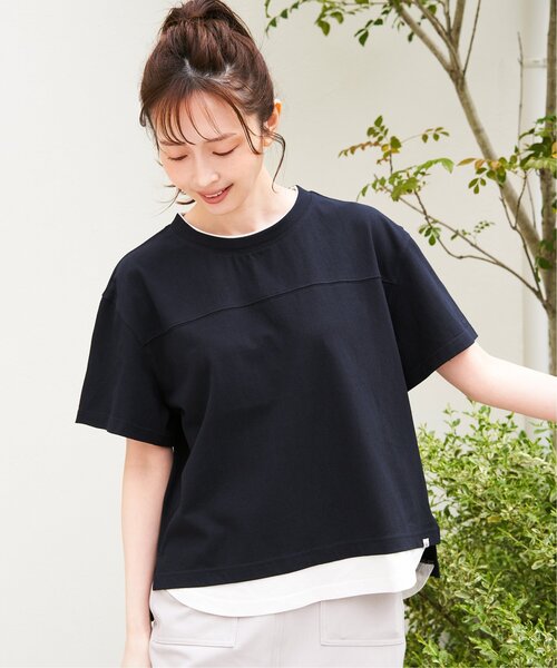 ikka（イッカ）の「コットンUSA袖刺繍レイヤーTシャツ（Tシャツ/カットソー・レディース・グリーン/オレンジ/ネイビー/ベージュ/チャコールグレー/ブルー・M/L/S）」の16枚目の写真