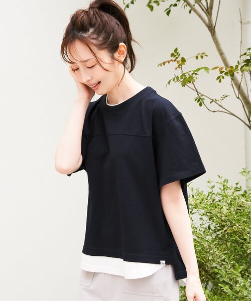 ikka（イッカ）の「コットンUSA袖刺繍レイヤーTシャツ（Tシャツ/カットソー・レディース・グリーン/オレンジ/ネイビー/ベージュ/チャコールグレー/ブルー・M/L/S）」の17枚目の写真