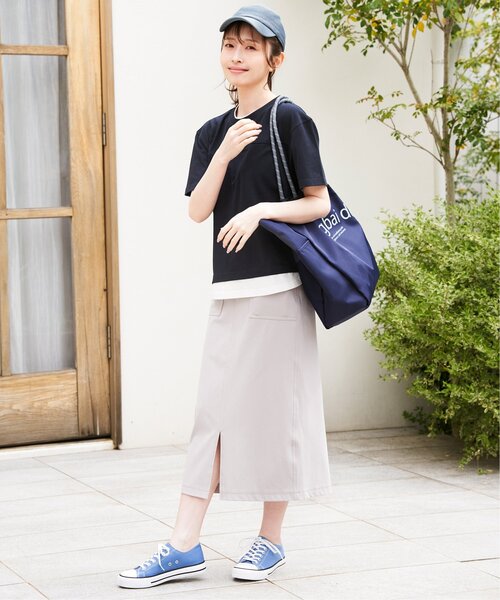 ikka（イッカ）の「コットンUSA袖刺繍レイヤーTシャツ（Tシャツ/カットソー・レディース・グリーン/オレンジ/ネイビー/ベージュ/チャコールグレー/ブルー・M/L/S）」の18枚目の写真