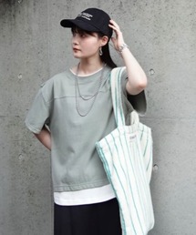 ikka | コットンUSA袖刺繍レイヤーTシャツ(Tシャツ/カットソー)