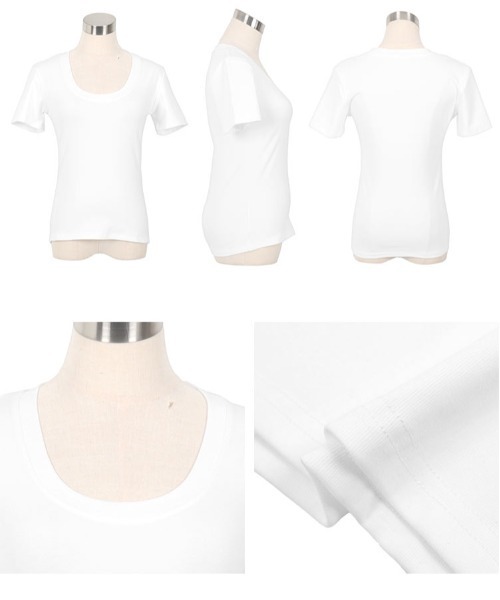 KOBE LETTUCE(コウベレタス)の「深UネックTシャツ(Tシャツ/カットソー・レディース・オフホワイト/杢グレー/ネイビー/ピンク・M)」の11枚目の写真