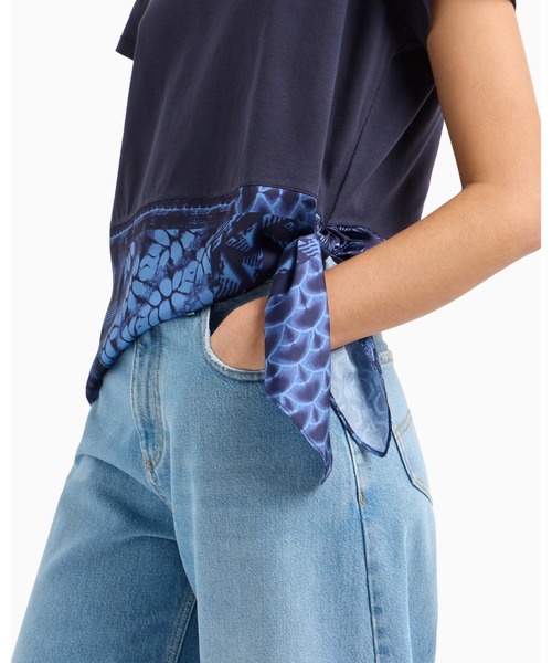 EMPORIO ARMANI（エンポリオアルマーニ）の「【エンポリオ アルマーニ】Tシャツ コットンジャージー ノット（Tシャツ/カットソー・レディース・ネイビー・SMALL/MEDIUM/LARGE/X-SMALL/X-LARGE）」の3枚目の写真