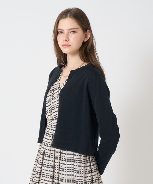 ANAYI(アナイ)の「シアーラインクルーネック カーディガン(カーディガン/ボレロ・レディース・ホワイト/ブラック/グレイッシュベージュ・38/36)」の1枚目の写真