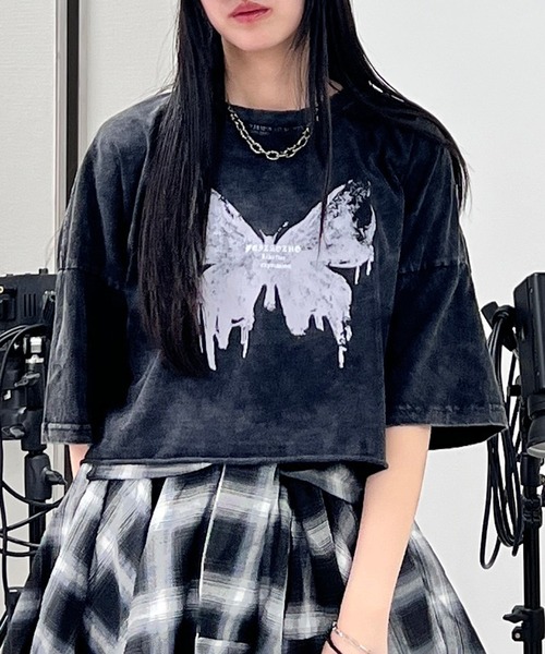 Figments（フィグメンツ）の「ピグメントバタフライショートＴ（Tシャツ/カットソー・レディース・スミクロ/その他1・FREE）」の2枚目の写真