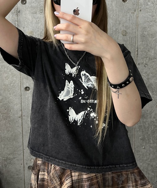 Figments（フィグメンツ）の「ピグメントバタフライショートＴ（Tシャツ/カットソー・レディース・スミクロ/その他1・FREE）」の19枚目の写真