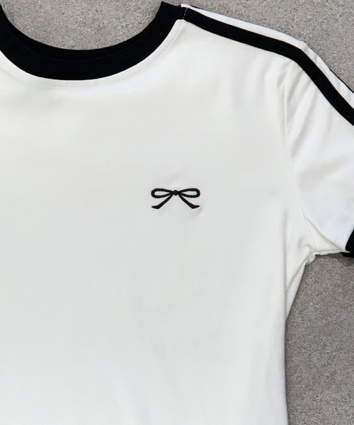 lilful(リルフル)の「サイドライン リボン刺繍 スポーティー リンガー半袖ピチTシャツ(Tシャツ/カットソー・レディース・ホワイト・L/M)」の19枚目の写真